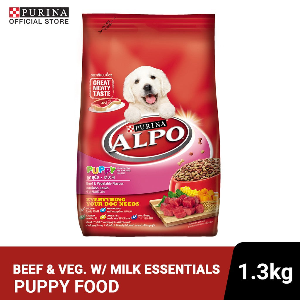 ALPO Beef & Vegetables with Milk Essentials Puppy Dry Dog Food - 1.3Kg